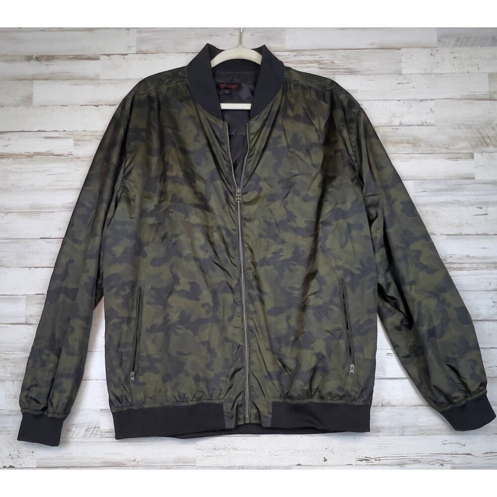 Smash Men’s Large Camo Bomber Jacket Zip Front Lightweight Military Style